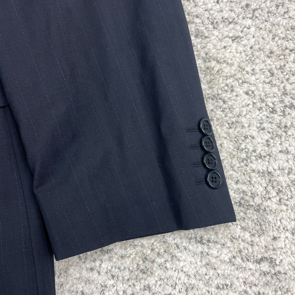 Hugo Boss Jacket 44R Angelico Lanificio Cerruti Wool Pinstripe Navy Blue Suit - Picture 5 of 15